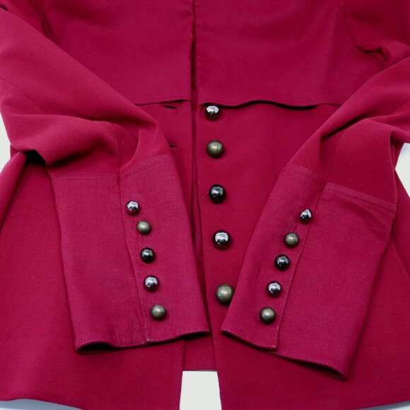 Donna Karan New York Size 8 Red Blazer Stretch Jacket Silver Buttons - Picture 12 of 16